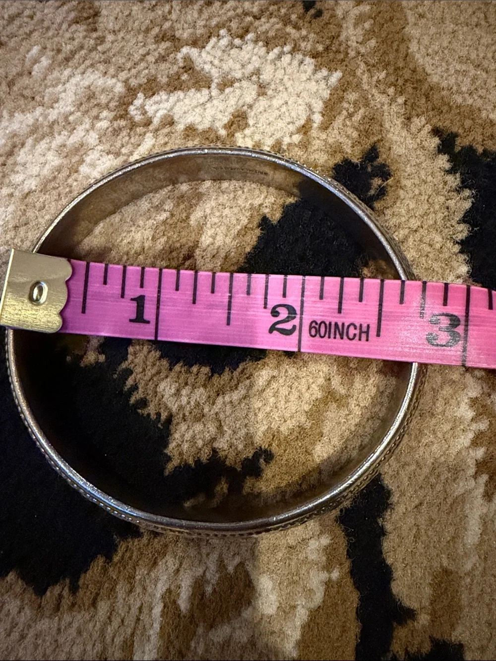 WHITING & DAVIS CO -Ornate Gold-Trimmed Engraved Bangle Bracelet for Women